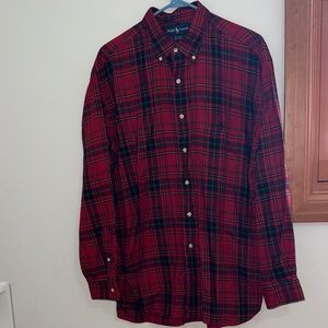 Polo by Ralph Lauren Men's Red and Green Plaid Shirt